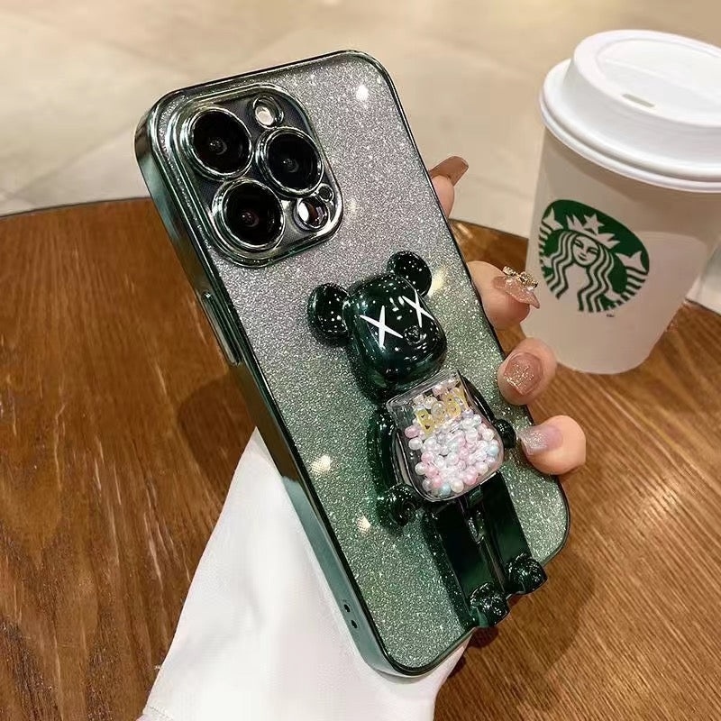 Cartoon Candy/Fruit Bear Bracket/Apple Phone Case With Lens Film/Gradient
