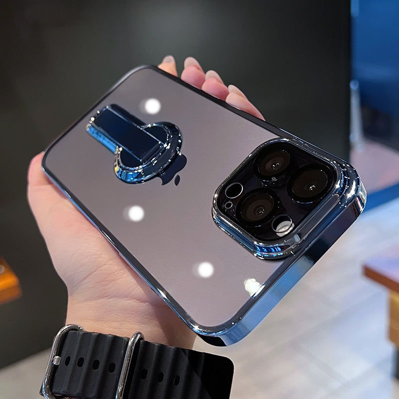 جراب شفاف لهاتف iPhone بمسند دوار 360 درجة
