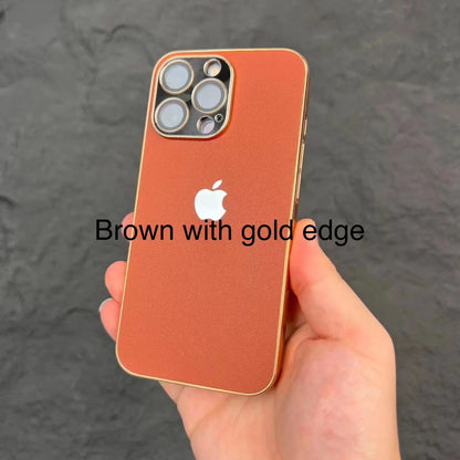 Metal goggles ultra-thin PC electroplated leather pattern hard shell iPhone phone case