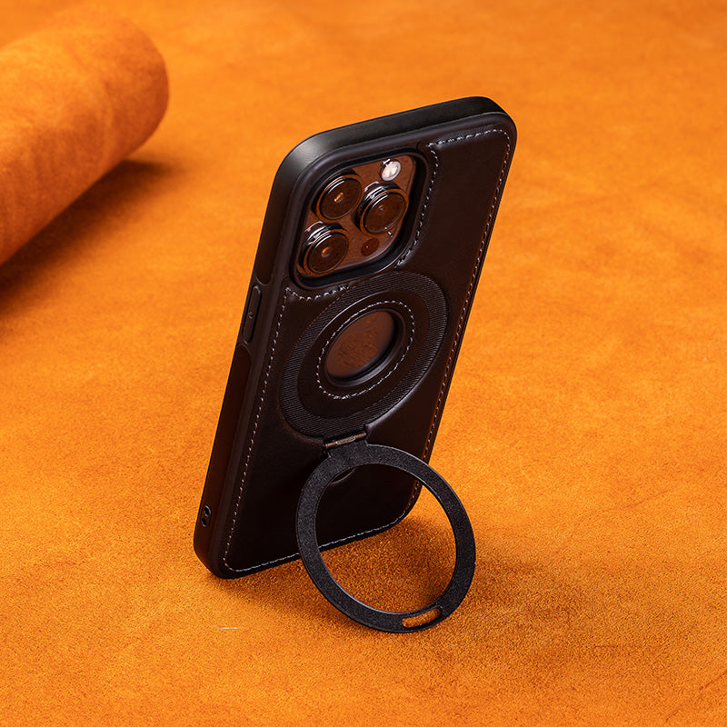 Apple magnetic holder mobile phone case. High-end business, all-inclusive anti-fall leather case