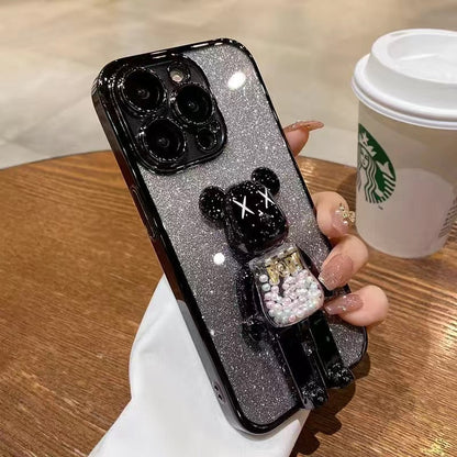 Cartoon Candy/Fruit Bear Bracket/Apple Phone Case With Lens Film/Gradient