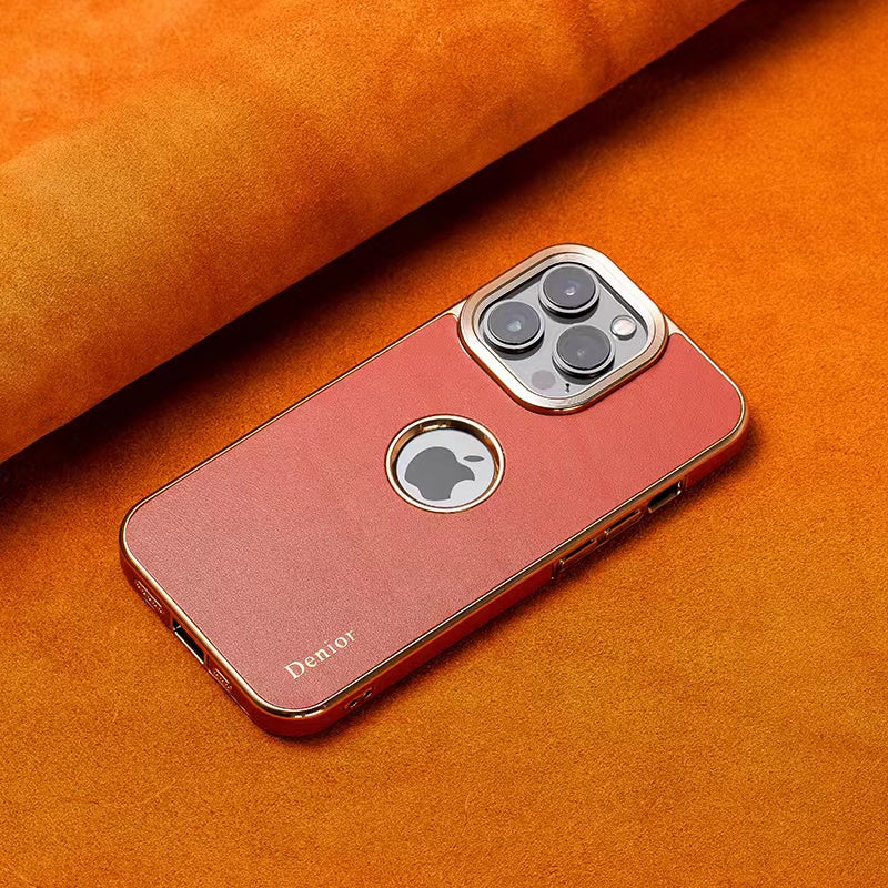 Apple 15-12 leather phone case. High-end cowhide cover. All-inclusive anti-fall advanced sense