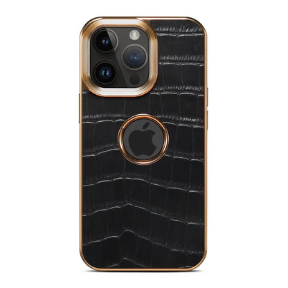 [First layer cowhide] Apple 15-12 genuine leather crocodile pattern mobile phone case, high-end anti-fall