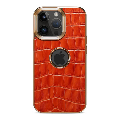 [First layer cowhide] Apple 15-12 genuine leather crocodile pattern mobile phone case, high-end anti-fall