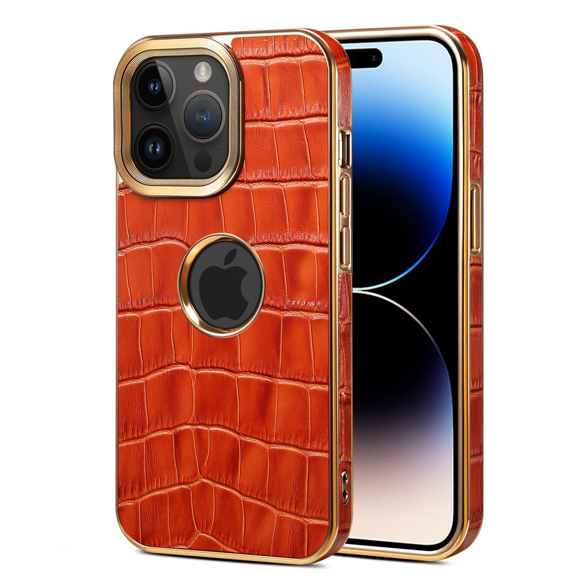 [First layer cowhide] Apple 15-12 genuine leather crocodile pattern mobile phone case, high-end anti-fall
