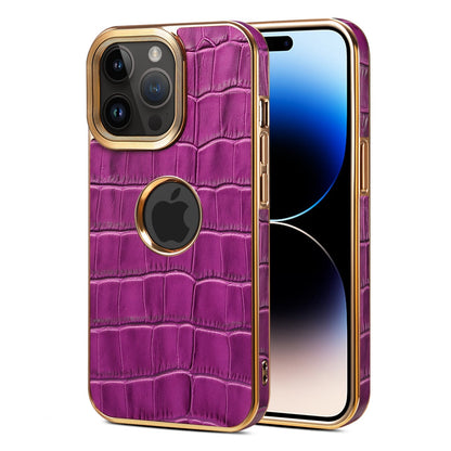 [First layer cowhide] Apple 15-12 genuine leather crocodile pattern mobile phone case, high-end anti-fall
