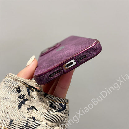 Leather Apple 15-12 mobile phone case all-inclusive anti-drop with lens film. Silicone soft edge