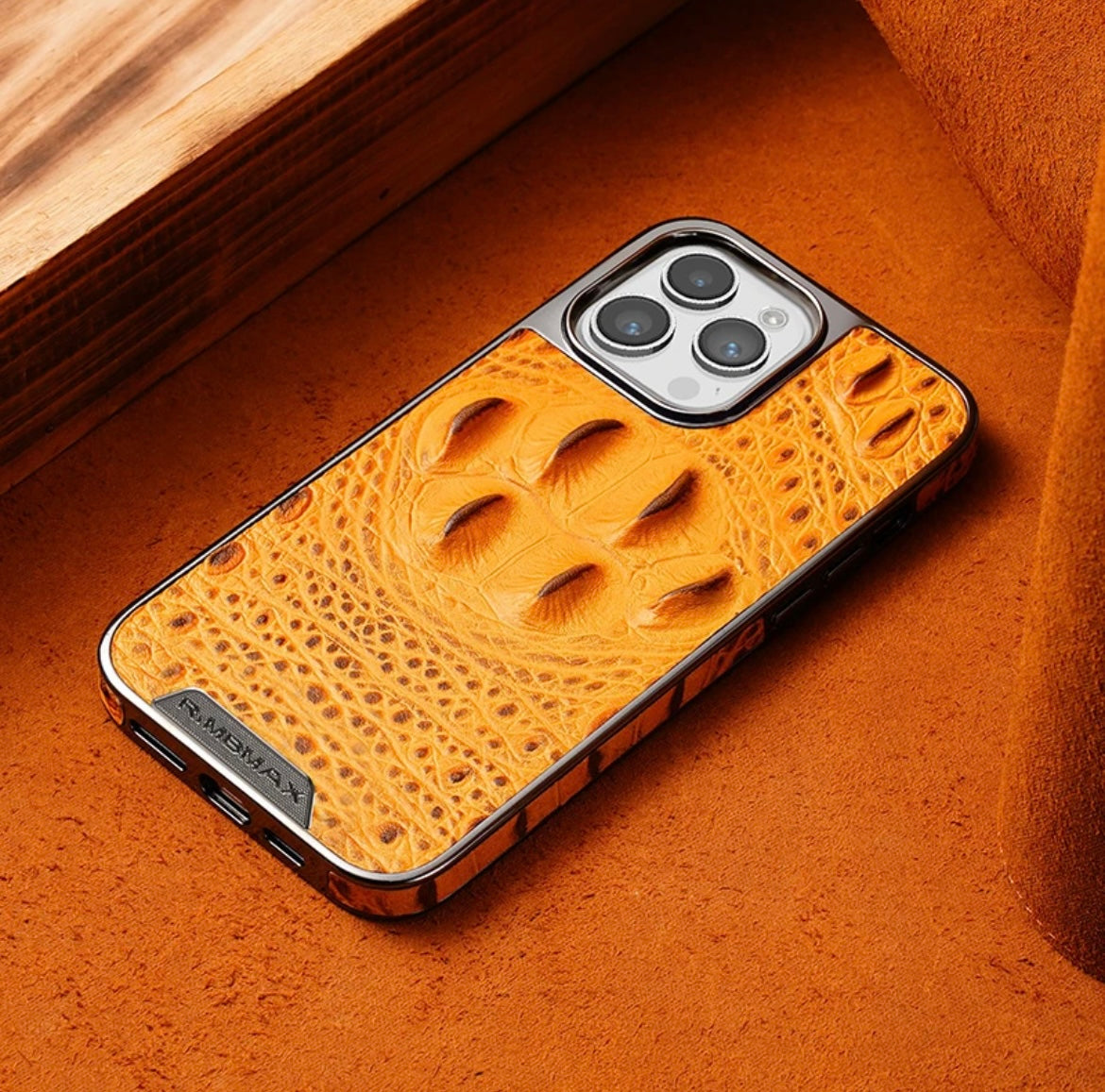 Apple 15/12 vera leda krokodil-ungega ŝablono por poŝtelefonoj, altkvalita plena kovrilo kontraŭfala