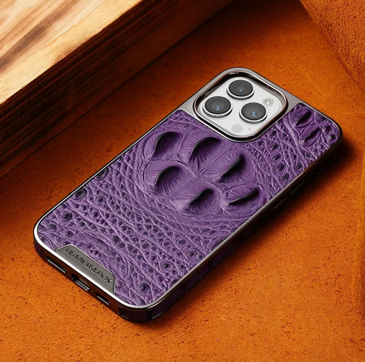 Apple 15/12 vera leda krokodil-ungega ŝablono por poŝtelefonoj, altkvalita plena kovrilo kontraŭfala