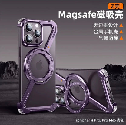 نموذج جديد لهاتف iPhone 15-12 حافظة Z بدون إطار مقاومة للحرارة ومقاومة للسقوط مع حامل دوار مغناطيسي للهاتف المحمول