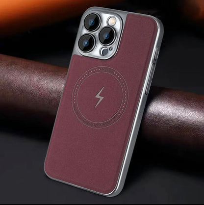 Metallic patent leather velvet for Apple 15-13 cases, trendy style, dirt-resistant magnetic suction