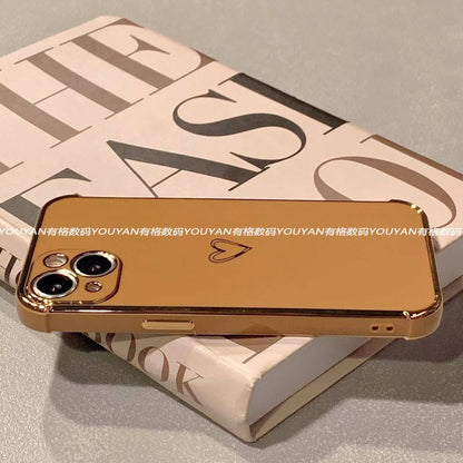 جراب هاتف محمول iPhone 16-11 بسيط بلون التيتانيوم الصحراوي على شكل قلب حب مضاد للسقوط