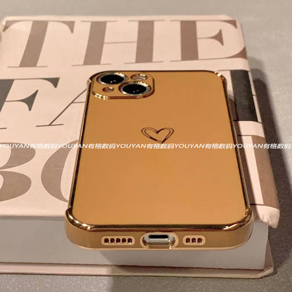 جراب هاتف محمول iPhone 16-11 بسيط بلون التيتانيوم الصحراوي على شكل قلب حب مضاد للسقوط