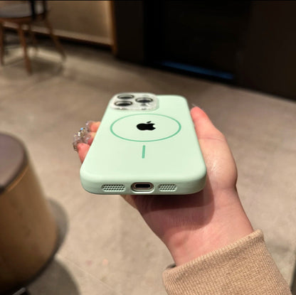 High-grade crystal lens film for iPhone 16-12 skin-feel magnetic soft case