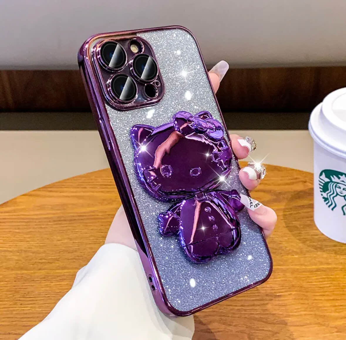 Cat Gradient Stand + Mirror Phone Case