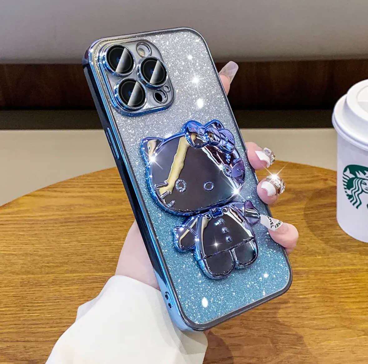 Cat Gradient Stand + Mirror Phone Case