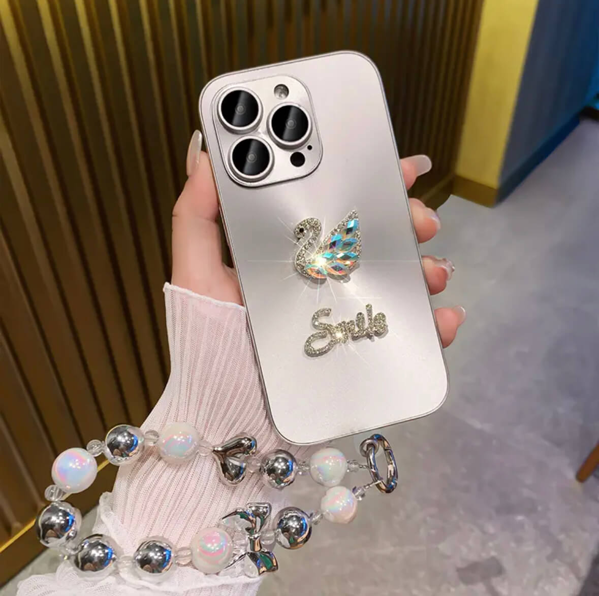 New model of rhinestone swan iPhone 14-11 mobile phone case Full anti-fall cover, bracelet