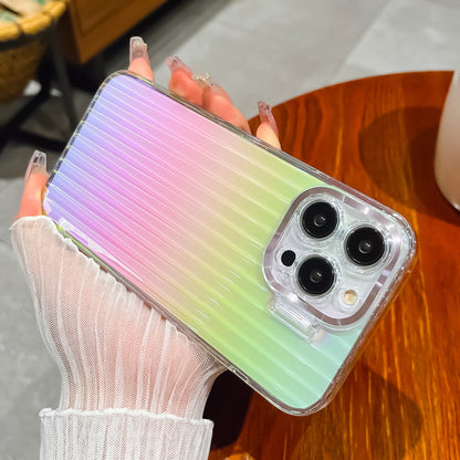 جراب هاتف iPhone بحامل غير مرئي من Aurora Laser Graident مع واقي عدسة 