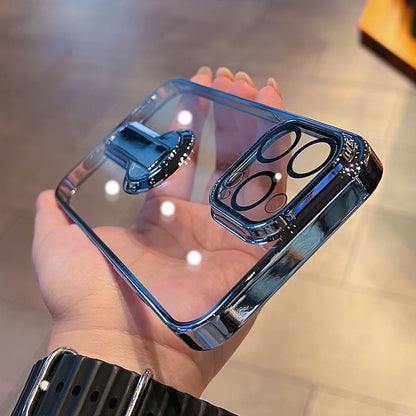 جراب شفاف لهاتف iPhone بمسند دوار 360 درجة 