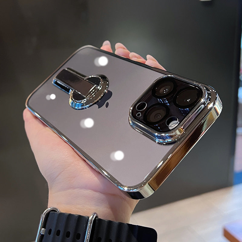 جراب شفاف لهاتف iPhone بمسند دوار 360 درجة 