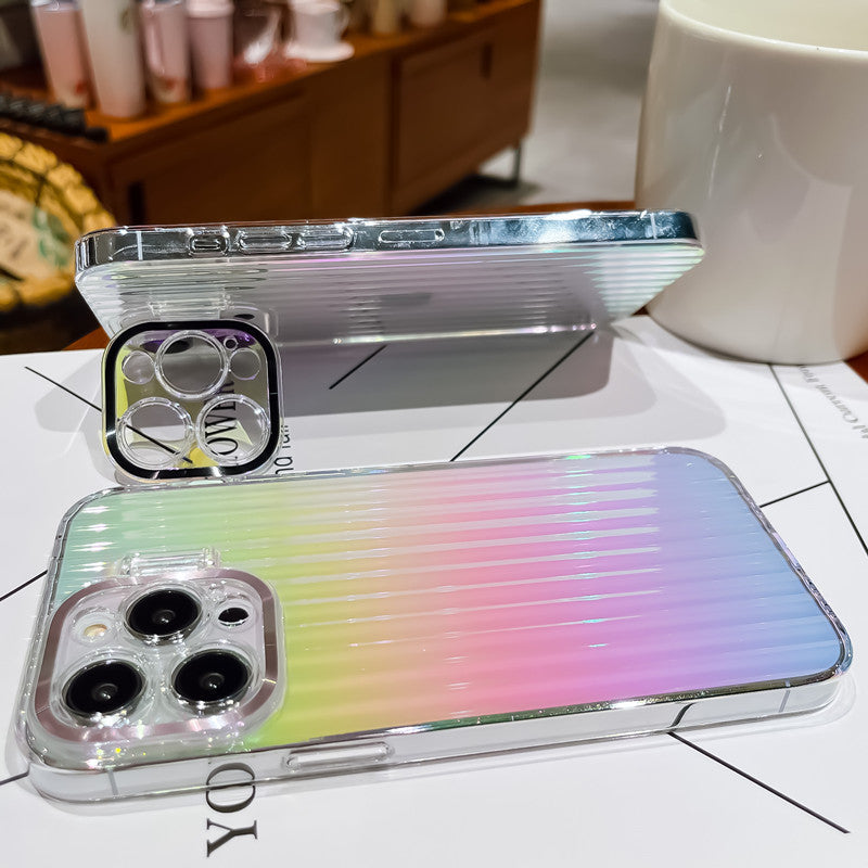 جراب هاتف iPhone بحامل غير مرئي من Aurora Laser Graident مع واقي عدسة 