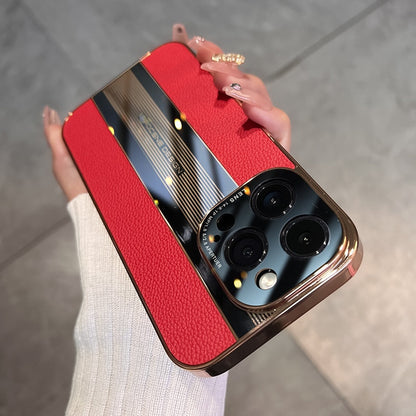 جراب حماية كامل من الأكريليك والجلد لجهاز iPhone