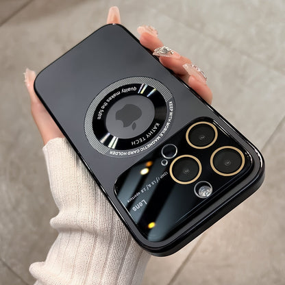 Magneta tute-inkluziva telefonujo por okulvitroj por iPhone 15-11, kun mata tegaĵo kaj glazuro. Luksa kaj simpla 