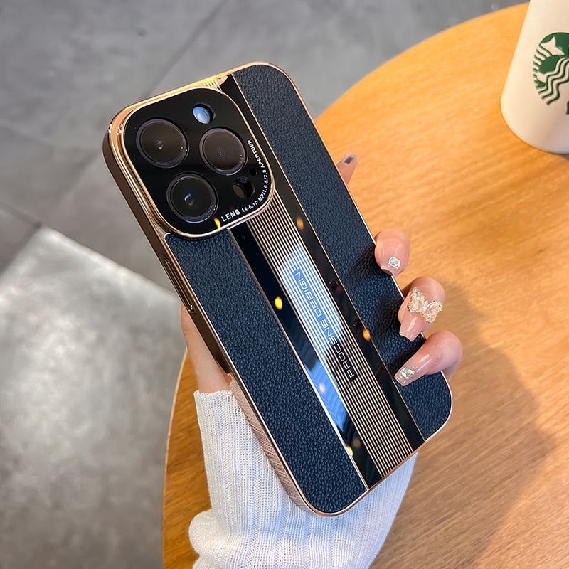 جراب حماية كامل من الأكريليك والجلد لجهاز iPhone