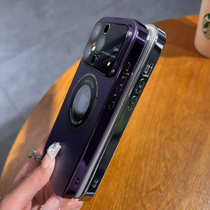 Magneta tute-inkluziva telefonujo por okulvitroj por iPhone 15-11, kun mata tegaĵo kaj glazuro. Luksa kaj simpla 
