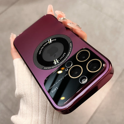 Magneta tute-inkluziva telefonujo por okulvitroj por iPhone 15-11, kun mata tegaĵo kaj glazuro. Luksa kaj simpla 