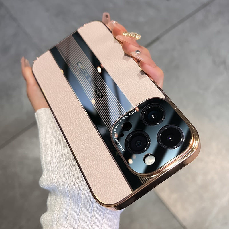 جراب حماية كامل من الأكريليك والجلد لجهاز iPhone