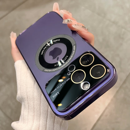 Magneta tute-inkluziva telefonujo por okulvitroj por iPhone 15-11, kun mata tegaĵo kaj glazuro. Luksa kaj simpla 
